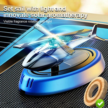Solar Powered Rotation Helicopter Solar Aromatherapy Air Freshener Wooden Fragrance Auto Aroma Diffuser Aromatherapy not include