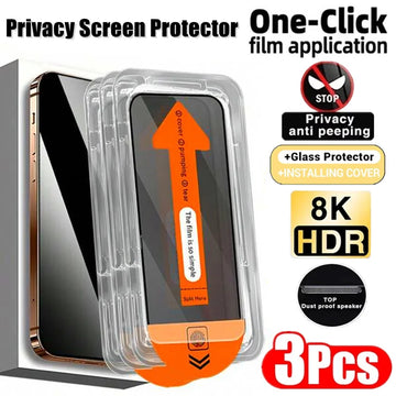 3Pcs Oleophobic Coating Dust Free Installation Privacy Screen Protector For iPhone 16 15 14 11 12 13 Pro Max XS X XR 8 Plus 16E
