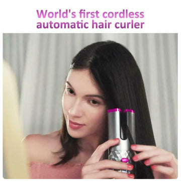 Cordless Automatic Hair Curler – Wireless Rotating Curling Wand