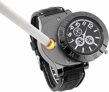 Men’s Military USB Lighter Watch – Windproof Flameless Cigarette Lighter Wristwatch