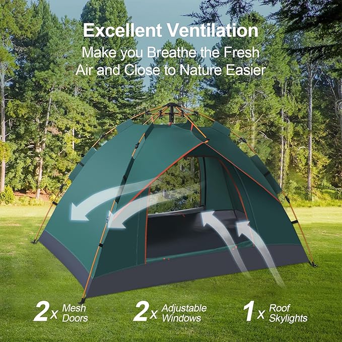 Automatic Pop-Up Camping Tent – Waterproof & Portable (3-4 Person)